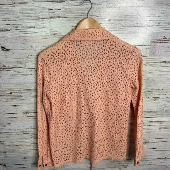 Artelier Nicole miller pink lace up lace blouse  size p (xs) - Picture 10 of 11